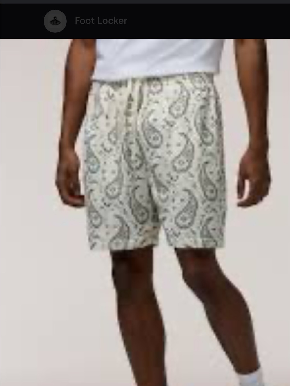 Foot Locker Men's Cream Paisley Athletic Shorts